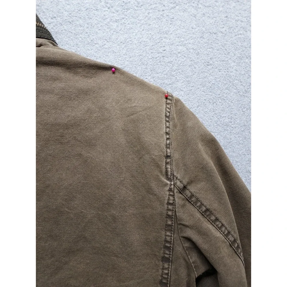 Levis Men Field Jacket S Brown Utility Zip Front Stand Collar Pockets Workwear